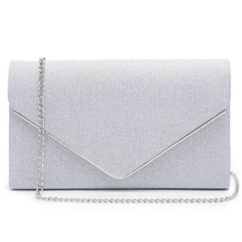 Dasein Women Glistening Clutches Handbags Evening Bags Wedding Purses Cocktail Prom Party Clutches (Silver) - Image 1